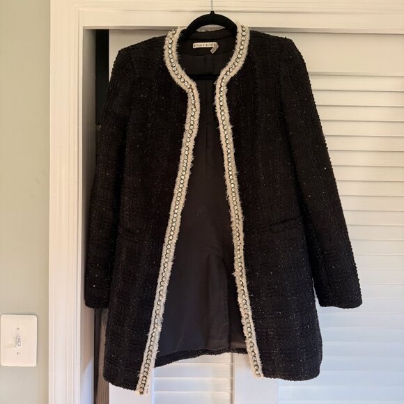 Alice + Olivia Black Andreas Embellished Textured Jacket Size Medium - Picture 1 of 5